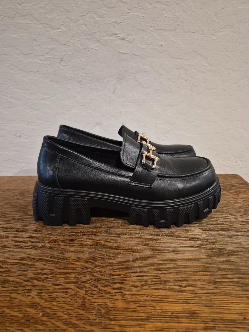 Black Chunky Platform Loafers  Women's Size US 7.5